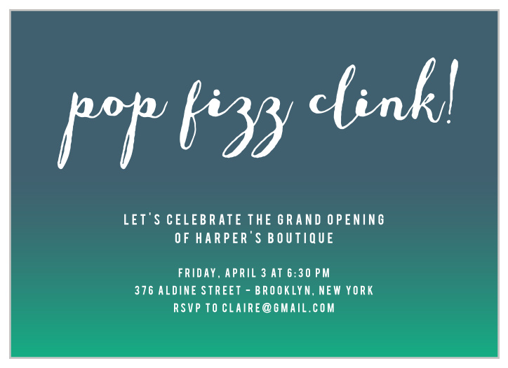 Invite guests to open a bottle of champagne with the Modern Ombre Party Invitation.