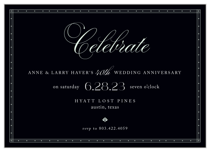 Commemorate a lifetime of love together with the Chic Celebration Anniversary Invitations.