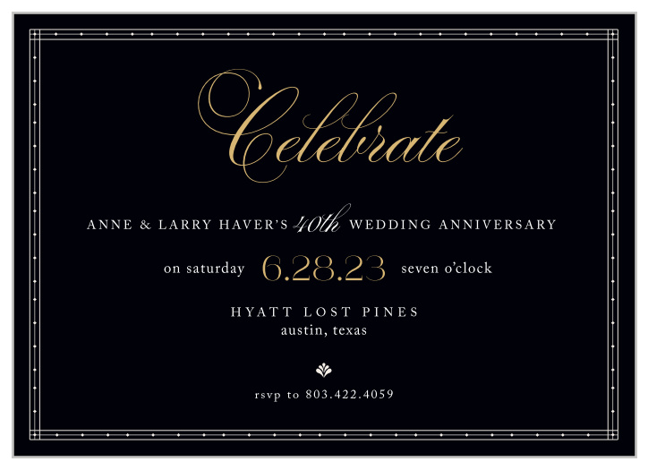 Commemorate a lifetime of love together with the Chic Celebration Foil Anniversary Invitations.
