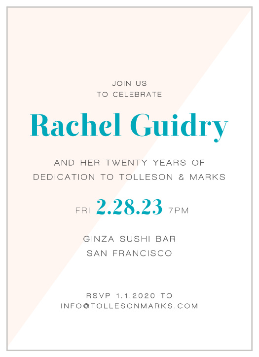 Celebrate a lifetime of hard work and dedication with the Cosmopolitan Class Party Celebration Invitation.