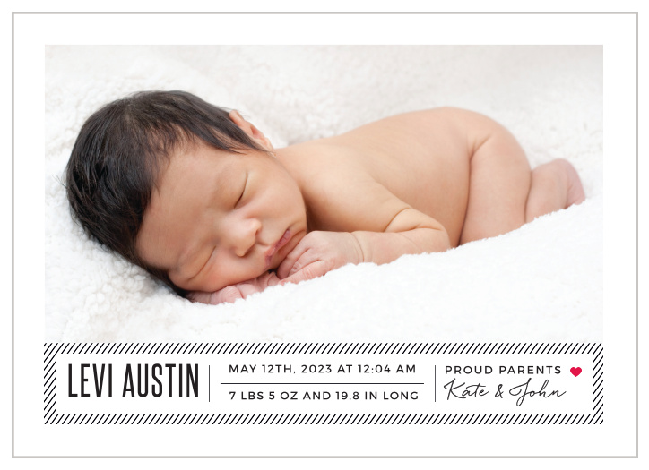 Show off your snazzy sense of fashion with the Stylish Stripes Birth Announcements from the Love Vs Design Collection at Basic Invite.