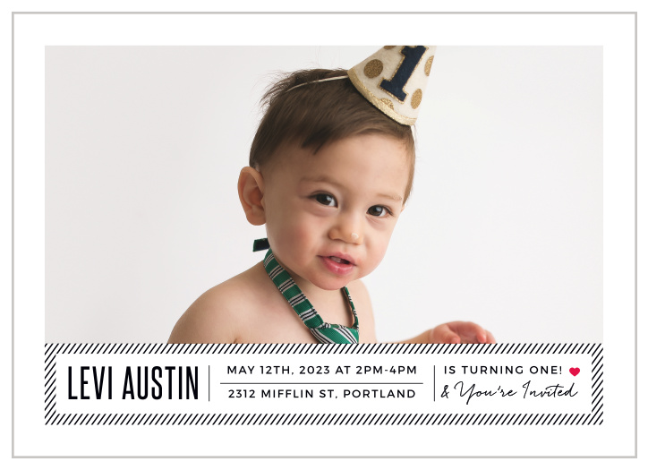 Celebrate your dapper little man or budding fashionista with the Stylish Stripes First Birthday Invitations.
