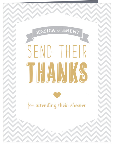 Share your gratitude with the stylish design of the Trendy Chevron Foil Baby Shower Thank You Cards.