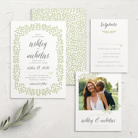 Blushing Leaves Wedding Invitations