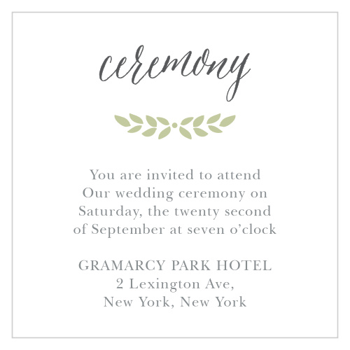 The Blushing Leaves Ceremony Cards are graceful, nature-inspired enclosure cards.