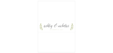 Delicate leaf embellishments accent your names on the Blushing Leaves Belly Bands.