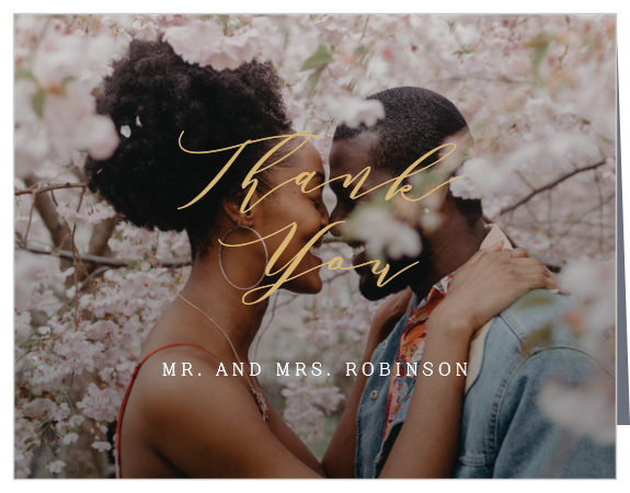 The presence and support of loved ones on your special day meant a lot to you, show them your appreciation with our Pure Simple Liens Wedding Thank You Cards.