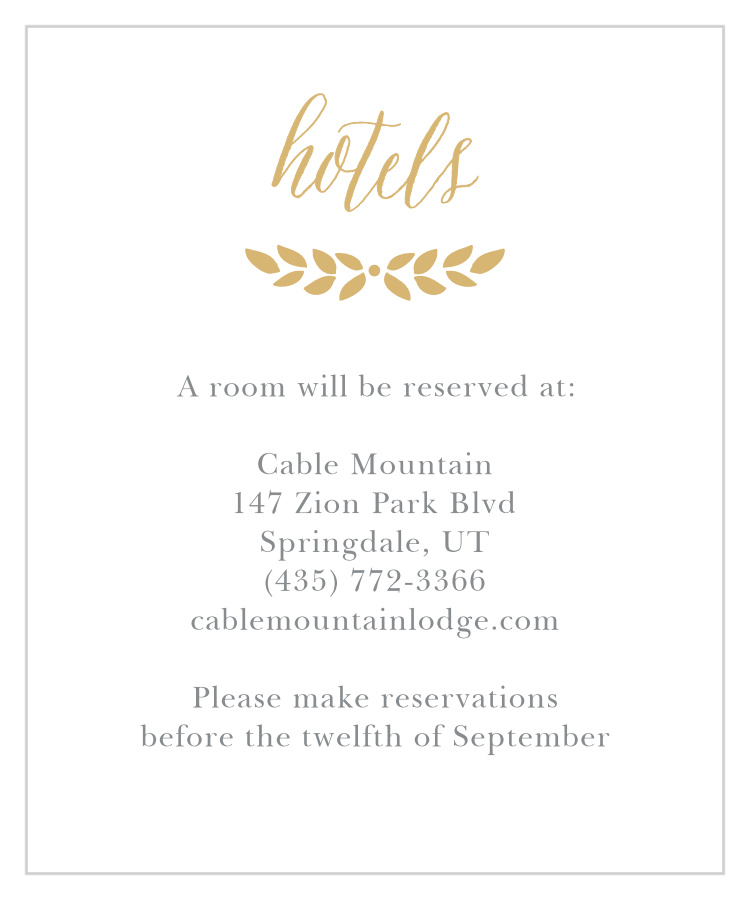 Blushing Leaves Foil Accommodation Cards