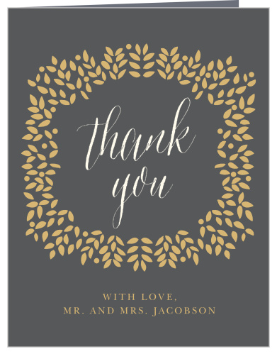Blushing Leaves Foil Wedding Thank You Cards