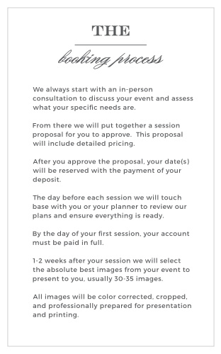 Familiarize clients with your studio’s booking procedures using the Classic Collage Process Card.