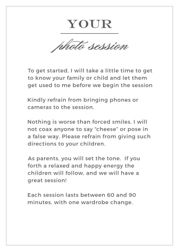 Prepare clients for their one-on-one time with the photographer using the Classic Collage Session Cards.