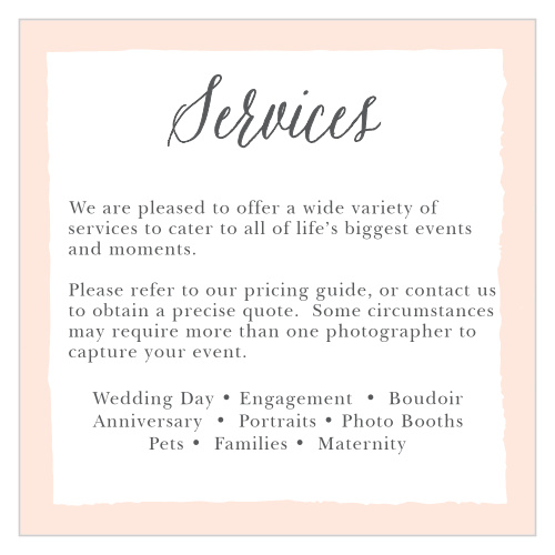 Promote your photography studio with the Painted Border Services Cards.