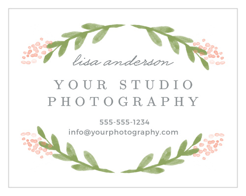 Advertise your photography studio with the Garden Watercolor Contact Card.