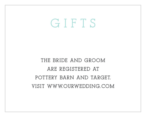 The Modern Brilliance Registry Cards’ contemporary design is perfect for guiding guests to your wedding registries. 