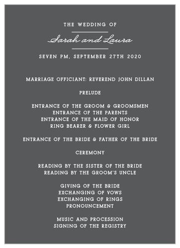 Create chic programs consistent with your contemporary wedding theme with the Modern Brilliance Wedding Programs.