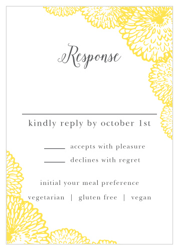 Flowers bursting with petals frame the corners of the Full Bloom Response Cards.