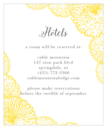 Flowers bursting with petals fill the corners of the Full Bloom Accommodation Cards.