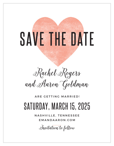 Create stylish announcements for your wedding with the Heart In Hand Save-the-Date Magnets.