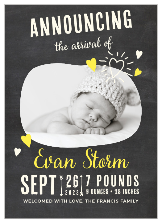 Show off your charming little man with the Fun Times Boy Birth Announcements from the Love Vs Design Collection at Basic Invite.
