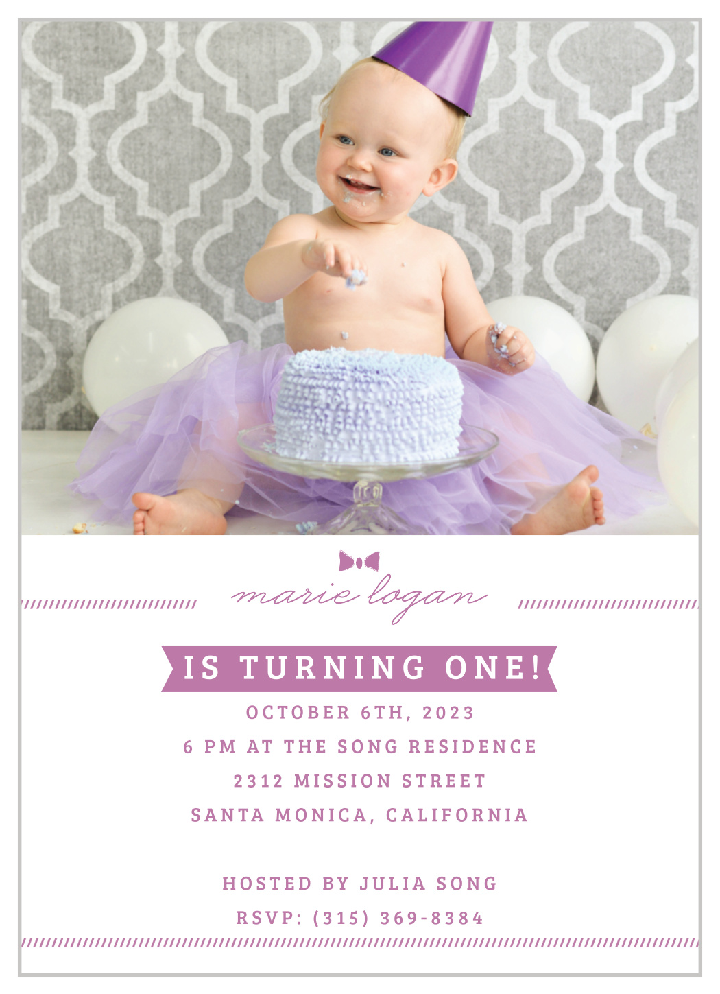 Little Lady First Birthday Invitations