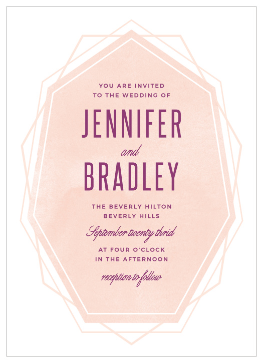Customize the cool angles and soft watercolor background of the Divinely Modern Wedding Invitations.