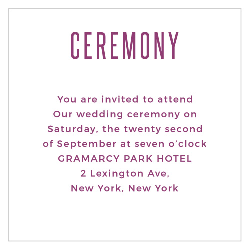 Create simple invites to your wedding ceremony with the Divinely Modern Ceremony Cards.