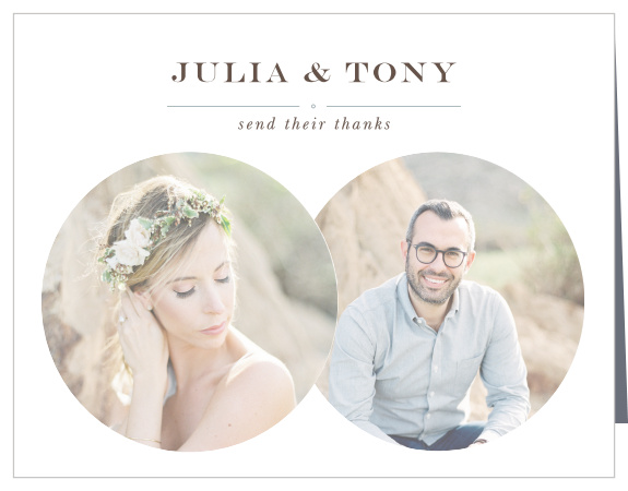 Add your elegant wedding photos to the sleek design of the Double Exposure Thank You Cards.