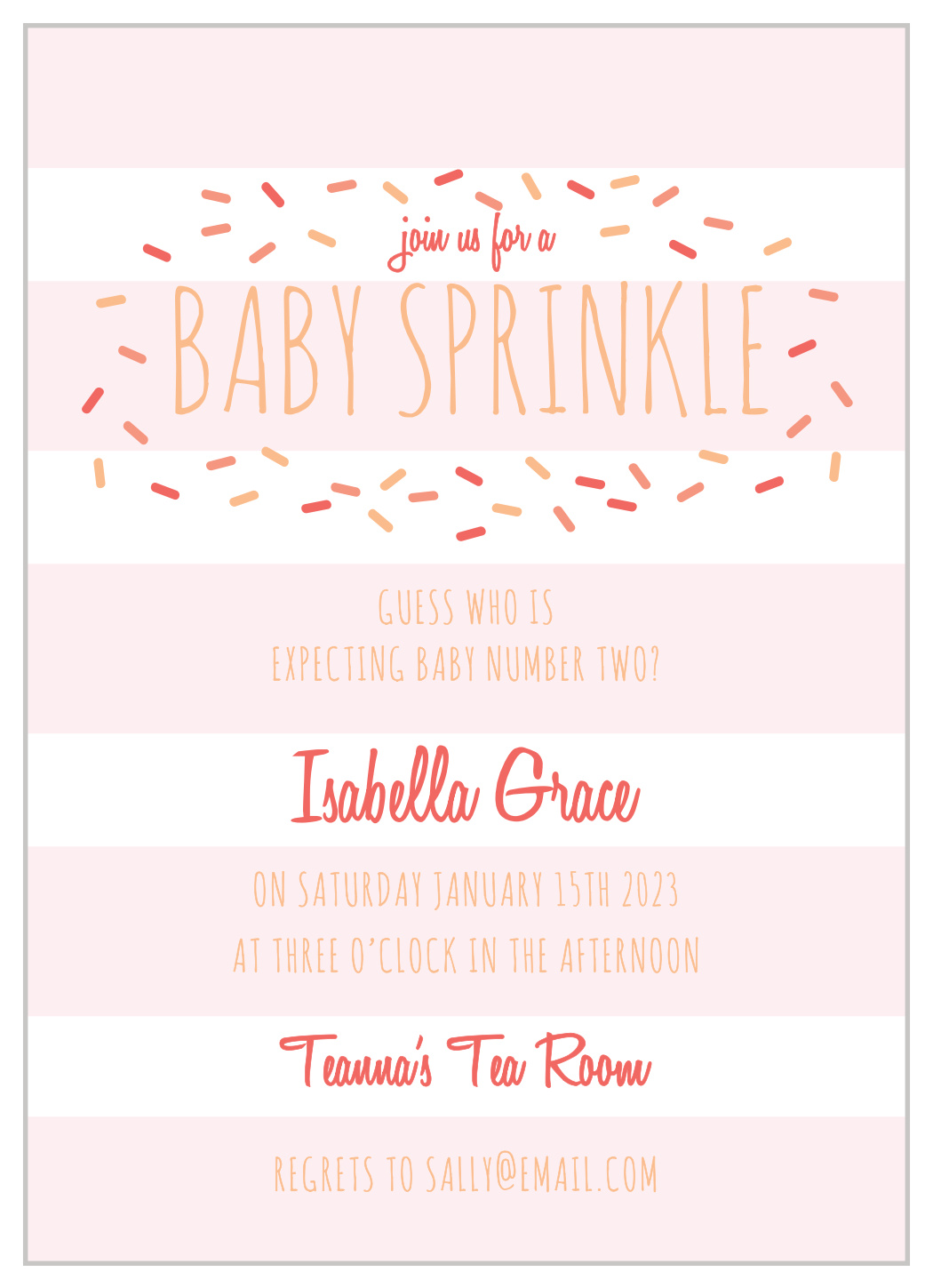 Sprinkles & Stripes Baby Shower Invitations