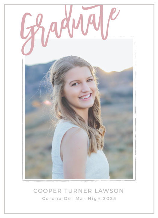 A cute calligraphy font tops the Marker Script Graduation Announcements.