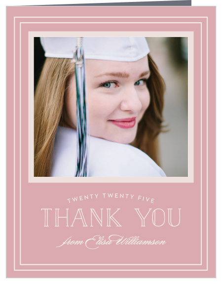 Share your gratitude for graduation gifts with the Traditional Frame Thank You Card. 