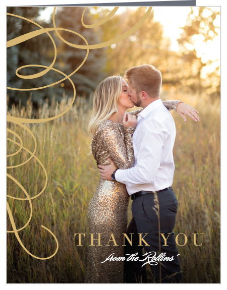 The presence of family and friends on your special day meant a lot to you, show them your appreciation with our Timeless Swirls Wedding Thank You Cards.