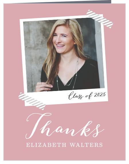 Place your gorgeous grad photo in the cute frame of the Polaroid Perfection Thank You card.