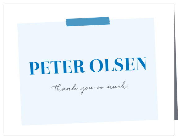 Personalize the playful design of the Status Report Boy Graduation Thank You Card. 