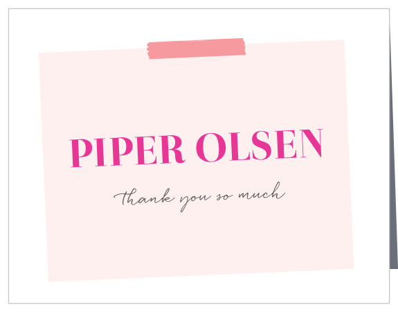 Personalize the playful design of the Status Report Girl Graduation Thank You Card.