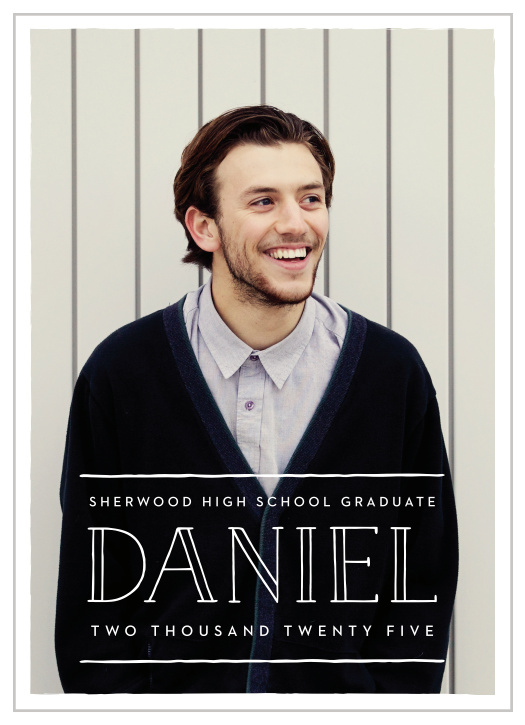 Turn your grad photo into a sophisticated backdrop for the Contemporary Class Graduation Announcements.