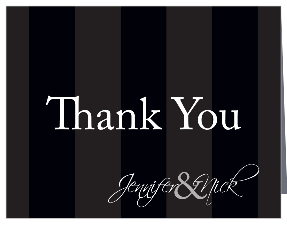 The pattern is the star in the classic but modern Elegant Stripes thank you card.