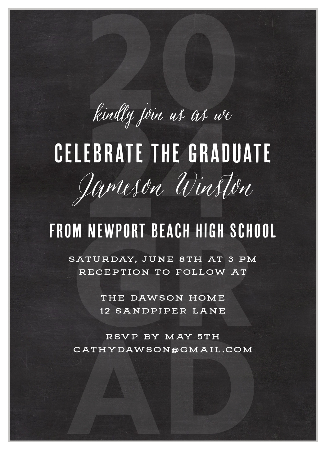 Chalkboard Grad Graduation Invitations