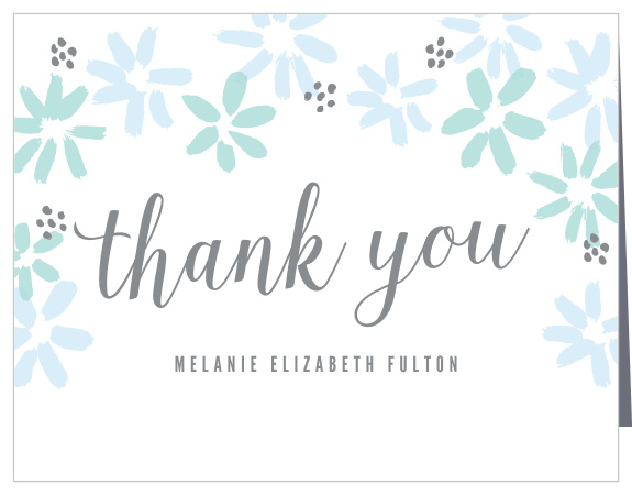 Painterly flowers create a whimsical border around your text on the Doodle Florals Graduation Thank You Card.