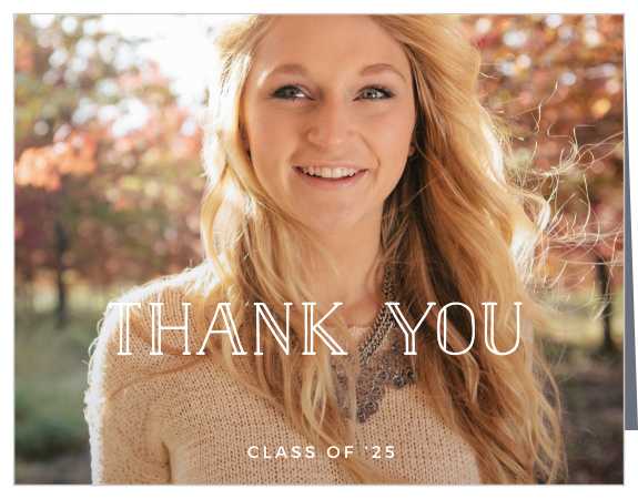 Turn your favorite grad shot into the background for the Overlay Script Thank You Card. 