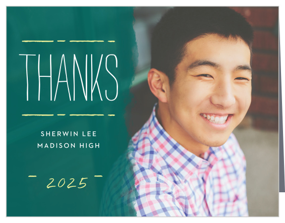 Share your gratitude with the laid-back style of the School Board Graduation Thank You Card.