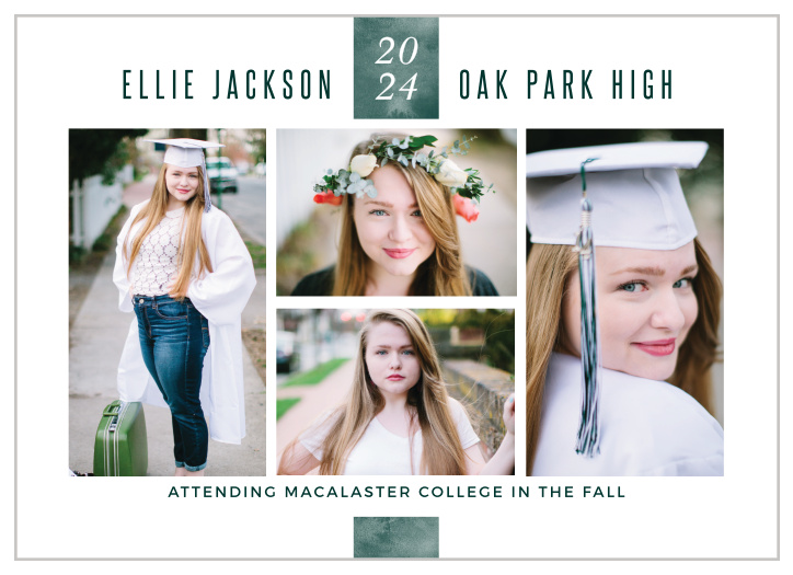 Customize the Emerald Class Graduation Announcements with four of your best grad shots
