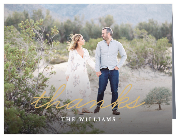 The support and presence of loved ones on your special day meant a lot to you, show them your appreciation with our True Love Story Wedding Thank You Cards.
