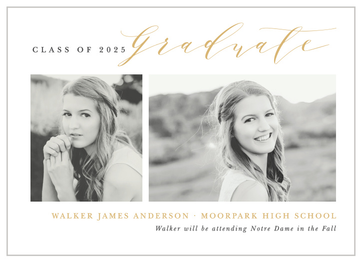 Send announcements with the contemporary sophistication of the Modern Calligraphy Foil Graduation Announcements.