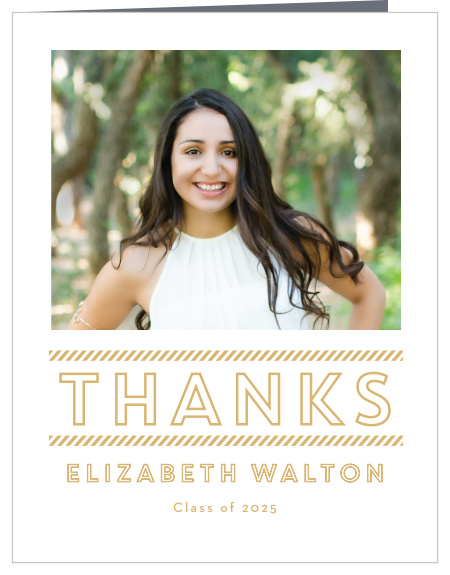 Thank the friends and family who attended your graduation party or sent gifts using the Staggered Snapshots Foil Thank You Card.