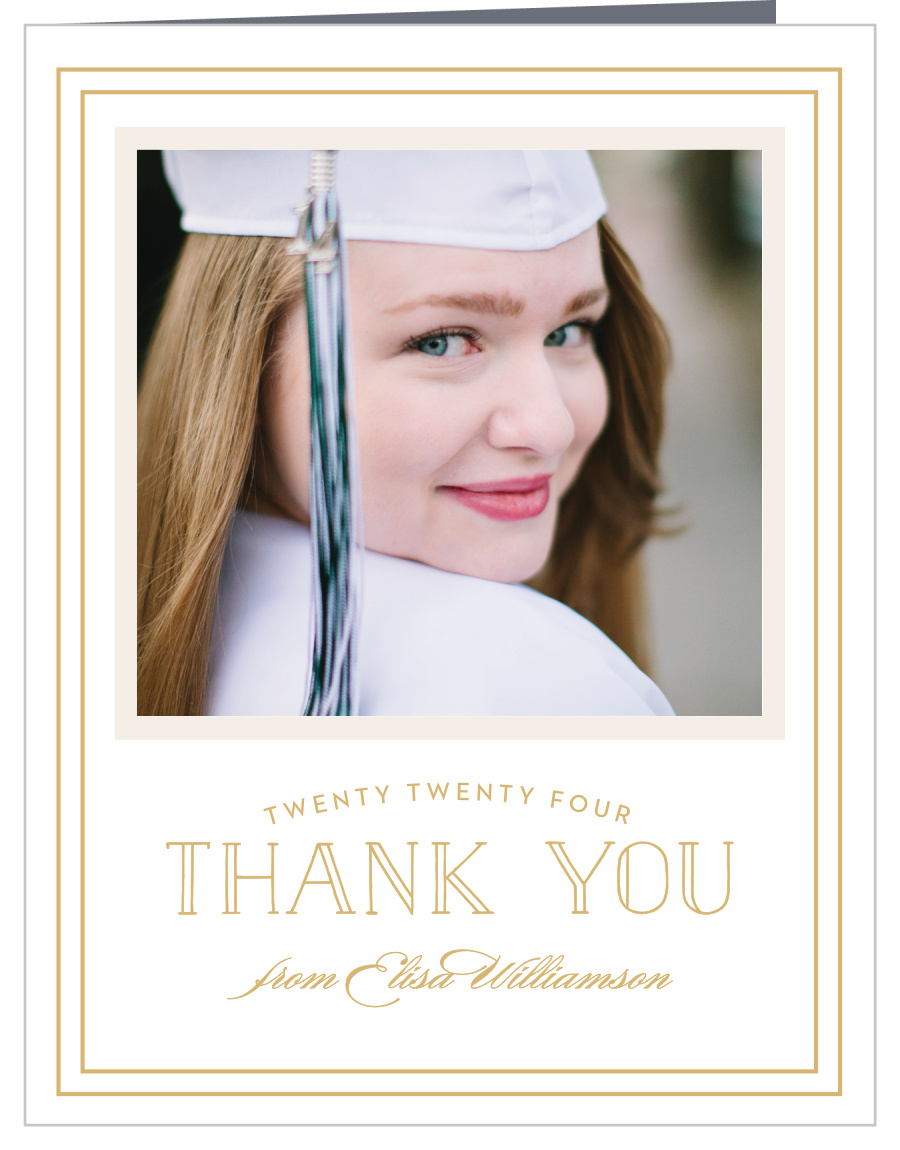 Traditional Frame Foil Graduation Thank You Cards by Basic Invite