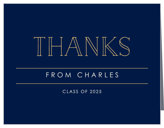 Share your gratitude with the chic simplicity of the Museum Mod Foil Graduation Thank You Card. 