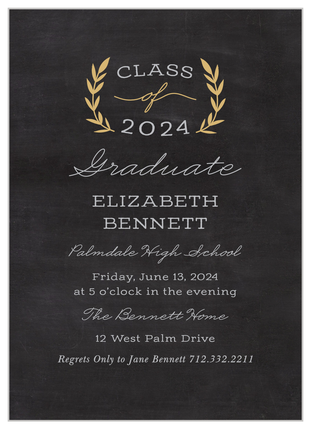 Laurel Leaves Foil Graduation Invitations