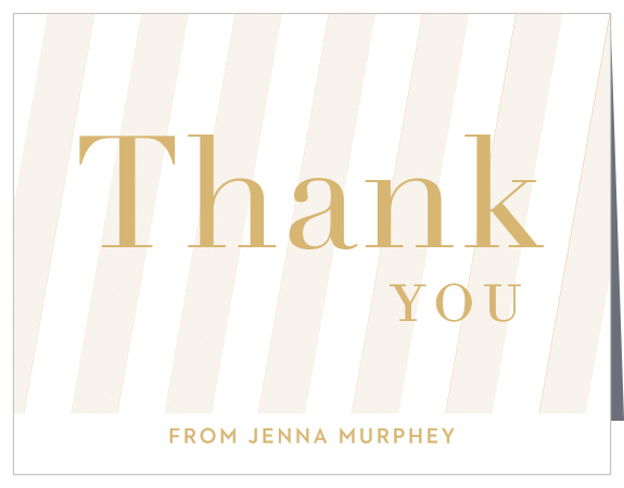 Paper patterned stripes gives the Striped Snapshots Foil Graduation Thank You Card a young style.