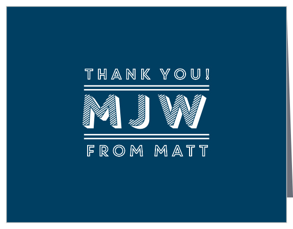 Add your initials in the fun, the striped typeface of the Pinstriped Pro Graduation Thank You Card. 