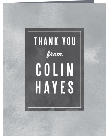 A transparent rectangle frames your text on the Chalkboard Multi-Photo Graduation Thank You Card. 